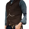 HERRE HERRINGBEINSTWEEDVEST, RETRO V-HALS, ULL, FOR BALLKAFFE KAFFE Coffee L
