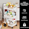 Miniatyrbillede 4 af 5: Multifunktionel opbevaringsvogn, 3 niveauer, på hjul, 360°, hvid KLB