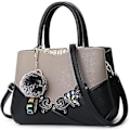 Miniatyrbillede 1 af 5: Dame Top-Handle Taske Skuldertaske Pom Pom Dekoration Damer Tote Taske Messenger Taske Rejse Vandtæt PU Læder (Grå A+ Pom Pom Dekoration)