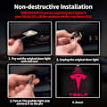 Pikkukuva 5 / 5: 4 kpl Tesla Lätäkkövalot Auton Oven Logoprojektorilamput, Erittäin Kirkkaat Haalistumattomat Tervetuliaisvalot Työkaluilla, Plug & Play (Punainen)