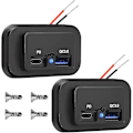 Miniatyrbillede 1 af 5: 2 stk. 12v USB-stikkontakt, dobbelt hurtigopladning 3.0 12v stikkontakt USB-oplader & Pd Type-c (usb C), 12v 24v USB-oplader vandtæt stikkontaktadapter billader