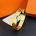 Miniatyrbillede 1 af 4: H-Armbånd, 18K Alfabetlås til Mænd og Kvinder, Rustfrit Stål Pararmbånd, Guld og Gold and Curry