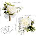 Miniatyrbilde 2 av 5: 2 stk. Hvite roser Dame håndleddsblomst og herre knapphullsblomst Passer for brud og brudepike Bryllup Ball