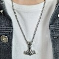Miniatyrbilde 3 av 4: Viking-halskjede Thors Hammer Mjolnir Kjede Sølv