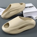 Miniatyrbild 1 av 5: Mjuka Tofflor Slider Sandaler Skor Herr Dam Massage Tofflor Khaki 40/41 vit vit 40/41