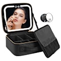 Miniatyrbillede 1 af 3: UNIQ Makeuptaske, toilettaske med LED-spejl - Elegant og praktisk kosmetikktaske til rejse og hjemmebrug - Sort