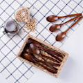 Miniatyrbillede 5 af 5: Træspoon, 10 stk. Træsæt til Suppe, Langskaftet Naturlig Træbordsspoon til Servering og Blandning