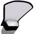 Pikkukuva 5 / 5: Flash-diffuusoriheijastin, 2-puolinen valkoinen/hopea taivutettava pomppusalaman heijastinsarja joustavalla hihnalla Speedlight-salamoille