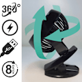 Miniatyrbillede 2 af 4: Hurtig blæser, trådløs bærbar blæser, USB genopladelig, 360 graders rotation, premium mini blæser, til hjemmekontor skrivebord, støjsvag og med hastighedskontrol