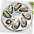 Miniatyrbild 3 av 5: 1 st rostfritt stål ostronfat skåror mussla tallrik hem ostron panna rostfritt stål tallrik skaldjur matbricka non stick ostron panna