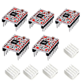 Miniatyrbilde 1 av 5: 5 stk A4988 Stepstick Stepper Motor Driver Modul Med Kjøleribbe For 3d Printer Reprap Egnet