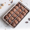 Miniatyrbillede 2 af 5: Brownieform med skillevægge Non-stick rektangulær bageform med indbygget skæremaskine, den kan lave brownie 12,4\"x8\"x2\"(Champagne Gold)