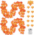 2x LED String Lights with Maple Leaves – 4.7m 30 Lights – Battery Operated – Flashing Function – Indoor Autumn Decoration – IP42