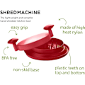 Miniatyrbilde 5 av 5: ShredMachine, Rød - Det raske, enkle å bruke alternativet til Bear Claws Meat Shredder for Pulled Pork, Beef, Chicken og mer