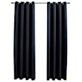 Pikkukuva 2 / 5: Myydyin tuote!!!vidaXL Pimennysverhot Metallirenkailla 2 kpl Musta 140x225 cm Black Svart