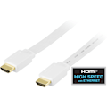 Miniatyrbillede 1 af 5: Fladt HDMI-kabel, HDMI High Speed m/ Ethernet, 4K, 2m, hvid