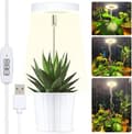 Vækstlampe / plante belysning, justerbar højde, Lampe til planter med tænd/sluk timer (2/4/8 timer) - velegnet til små planter