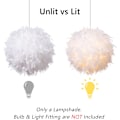 Miniatyrbillede 4 af 6: 40 cm Hvid Fjer Loftlampe Hængende Lampeskærm, Ikke-Elektrisk Lampeskærm til Gulvlampe og Bordlampe, ID 30 cm, OD 40 cm hvid white