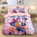 Kpop Anime Påslakanset 3 delar Mjukt Andningsbart Tryckt Sängkläder för Sovrum Gästrum Rosa 200 x 200 cm 200x200cm