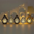 Miniatyrbillede 2 af 4: Lantern Borddekoration med LED-lys, Udendørs LED-lanterne LED-lys Belysning til Festdekoration, Ramadan Guld