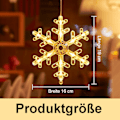 Miniatyrbild 3 av 5: Set med 2 fönsterdekorationer - Hängande fönsterlampor med sugpropp, LED varmvit, batteridrivna julbelysning, snöflinga
