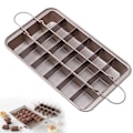 Miniatyrbillede 1 af 5: Brownieform med skillevægge Non-stick rektangulær bageform med indbygget skæremaskine, den kan lave brownie 12,4\"x8\"x2\"(Champagne Gold)