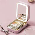 Miniatyrbillede 1 af 4: pc Pink Multifunktionel LED-lys Make-up spejl Make-up taske