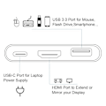 Pikkukuva 2 / 5: 3-in-1 USB-C -keskitin HDMI:llä, USB 3.0:lla ja PD-latauksella