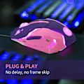 Miniatyrbilde 3 av 5: Gamingmus, 7 farger bakgrunnsbelyst optisk spillmus ergonomisk USB kablet med 2400 DPI og 6 knapper 4 skyting for datamaskin/Win/Android/iOS. (Lilla)
