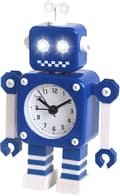 Robotväckarklocka Tyst Rostfritt Stål med Blinkande Ljusögon för Barnrumsinredning Blå 7 Tum