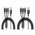 Pikkukuva 1 / 6: 2-pakkaus Latureita - Latauskaapeli Multi 3in1, USB-C, Micro-USB, iPhone - 1,2 m