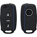 Miniatyrbillede 1 af 5: Sort Blå Bilnøgle Cover Kompatibelt med VW Skoda Seat 3-Knaps C F