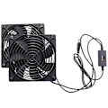 Miniatyrbild 3 av 5: Dubbla 120mm 5v USB-drivna PC-routerfläktar med hastighetsregulator Högt luftflöde Kylfläkt för router CY As shown