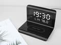 [RM]Creative Digital Alarm Clock, Wireless Fast Charging, Multifunctional Three-in-One Mobile Phone Wireless Charging Alarm Clock Black