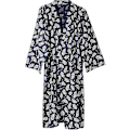 Miniatyrbild 1 av 5: Kimono Morgonrockar för Män Bomull Badrock Khan Ångad Klädsel Badrockar Långärmad Sovkläder Loungewear Nattkläder. Marinblå Leaf M