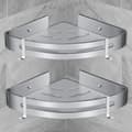 [RM] No-Drill Corner Shower Shelf Aircraft Aluminum with 2 Hooks for Shower Self-Adhesive Rustproof Holder for Bathroom It
