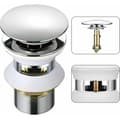 [RM] Universal sink drain with automatic overflow, push button, click-clack, for bathroom, 1-1/4\", chrome-plated brass