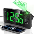 [RM]Projection Alarm Clock, Digital Clock with 180° Rotatable Projector, 3-Level Brightness Dimmer[HK] S-green Digit