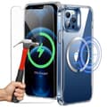 [RM]Coque - E.F.CONNECTION - for iPhone 13 Pro Max - Transparent Silicone - Magnetic Ring - 2 Tempered Glass Transparent