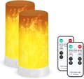 [RM] Flame Effect Light, USB Rechargeable Battery Operated Flame Lamp, Fireplace Light with Remote Control and Timer, Waterproof Dimmable 4 Modes 2 PCS [ZHE]