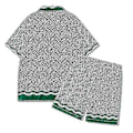 Pikkukuva 1 / 5: Casablanca Havaiji-rantakukkainen paitapuku kookospähkinäkuviolla, lyhythihaiset shortsit, yhteensopiva miesten ja naisten kanssa, topit ja t-paidat Army Green S