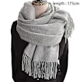 Miniatyrbillede 3 af 5: Dame Tørklæde Tæppe Tørklæde Dame Cashmere Følelse Cashmere Sjal Light grey