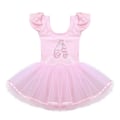 Miniatyrbild 1 av 5: 2-10 år Flickor Balettklänning Gymnastikdräkt Ballerina Sko Tryck Mesh Tutu Dansklass Scenföreställning Kostym Danskläder Light Pink XXL