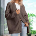 Miniatyrbillede 2 af 5: Dame Vinter Ensfarvet Cardigan Elegant Og Let At Matche Dame Top Ideelle Gaver Til Piger Damer Kvinder Coffee M