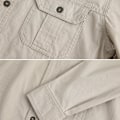 Miniatyrbilde 4 av 4: Herre skjorte ensfarget avslappet løs langermet skjorte herre arbeidsklær lommedesign stil jakke Beige 4XL-195