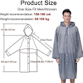 Miniatyrbillede 2 af 4: Genanvendelig regnfrakke til voksne, unisex nødregnfrakke, regnfrakke med hætte og snøre grey XL