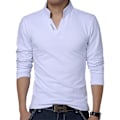 Pikkukuva 1 / 2: Miesten Slim Fit Henley -paita, pitkähihainen vapaa-ajan paita pystykauluksella ja V-aukolla White 2XL