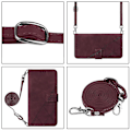 Miniatyrbillede 3 af 5: Etui til Tcl 30t med snor, crossbody halsrem, telefonetui, pung, magnetisk lædercover red