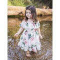Miniatyrbild 1 av 3: Sommarklänning för små flickor med blommönster, off shoulder-kjol, chiffong prinsessklänningar, hängselklänning för små flickor White 2 3 Years