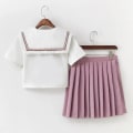 Miniatyrbillede 4 af 4: Japanske Pink Jk Uniformer College Mellemskoleelever Sømand Uniformer Skole Jk Uniformer Anime Cospaly Studenter Tøj XXL Short Sleeves Set